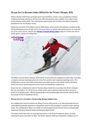 Dream Set Go Becomes India Official for the Winter Olympic 2026
