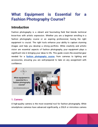 What Equipment is Essential for a Fashion Photography Course_Indian Photo Academy