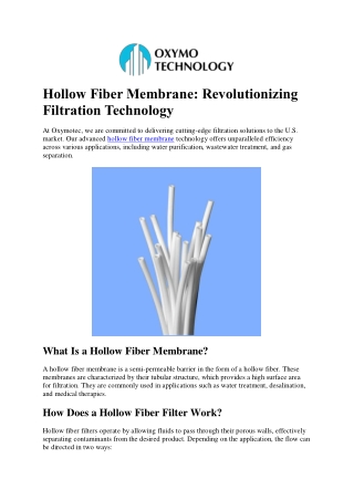 Buy Hollow Fiber Membrane in USA – Trusted Supplier