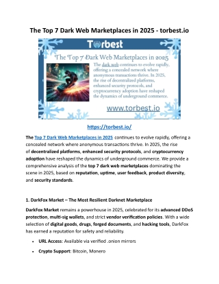 The Top 7 Dark Web Marketplaces in 2025 - torbest.io