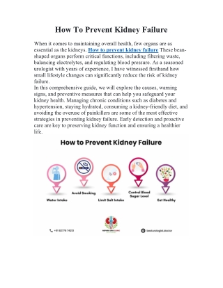 How to prevent kidney failure