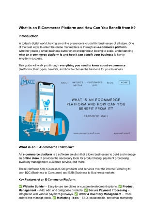 What is an E-Commerce Platform and How Can You Benefit from It