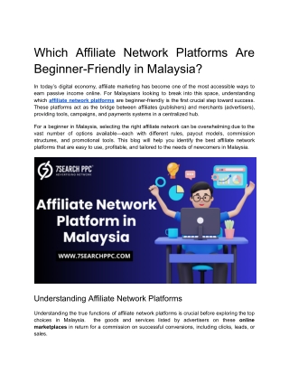 Which Affiliate Network Platforms Are Beginner-Friendly in Malaysia?