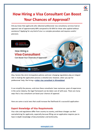How Hiring a Visa Consultant Can Boost Your Chances of Approval?