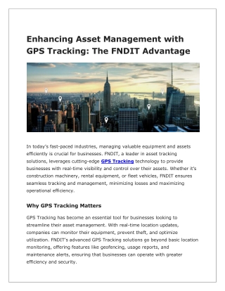 enhancing asset management with gps tracking