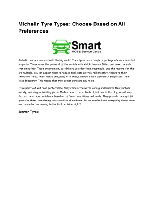 michelin tyre types choose based