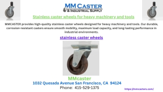 Stainless caster wheels for heavy machinery and tools