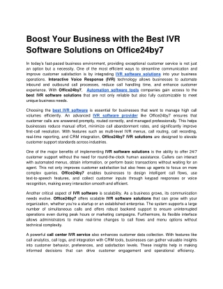 Boost Your Business with the Best IVR Software Solutions on Office24by7.docx  Google Docs