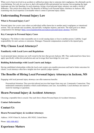 The Benefits of Hiring Local Personal Injury Attorneys in Jackson, MS