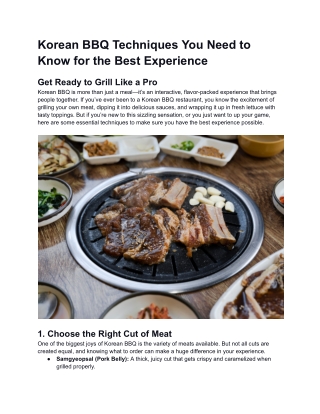 Korean BBQ Techniques You Need to Know for the Best Experience