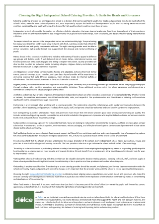 Choosing the Right Independent School Catering Provider - A Guide for Heads and Governors