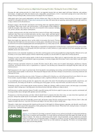 What to Look for in a High School Catering Provider - Meeting the Needs of Older Pupils