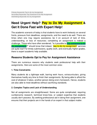 primary keywords pay to do my assignment