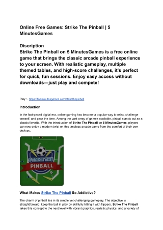 online free games strike the pinball
