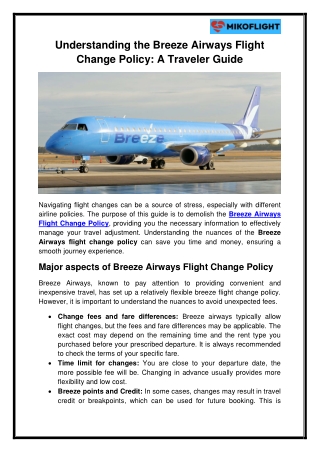 Understanding the Breeze Airways Flight Change Policy
