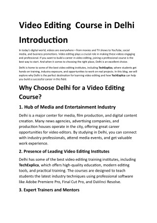 video editing course in delhi