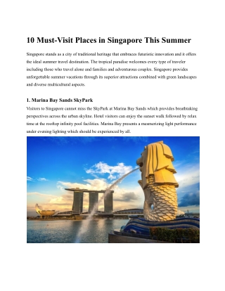 10 Must-Visit Places in Singapore This Summer