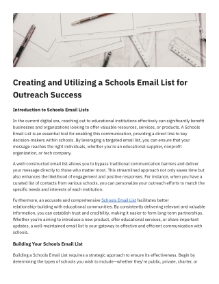 Creating and Utilizing a Schools Email List for Outreach Success