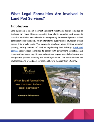 What Legal Formalities Are Involved in Land Pod Services_Gr Group