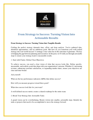 from strategy to success turning vision into