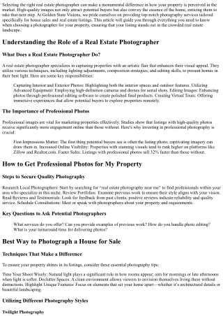 selecting the right real estate photographer
