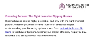 Smart Financing for House Flippers Your Guide to Profitable Projects