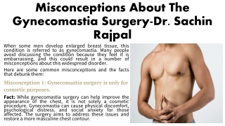 misconceptions about the gynecomastia surgery dr sachin rajpal