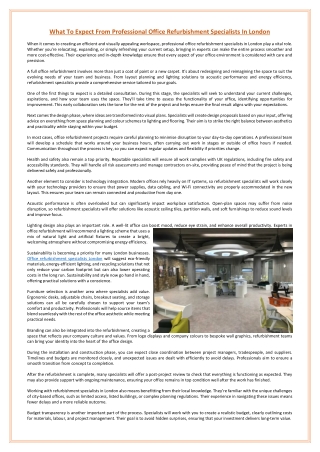 What To Expect From Professional Office Refurbishment Specialists In London