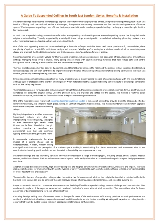 A Guide To Suspended Ceilings In South East London: Styles, Benefits & Installat