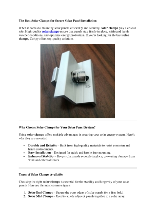 Secure Solar Panels with High-Quality Solar Clamps in the USA