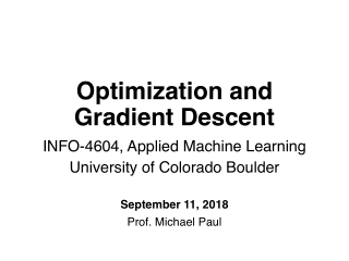 optimization and gradient descent