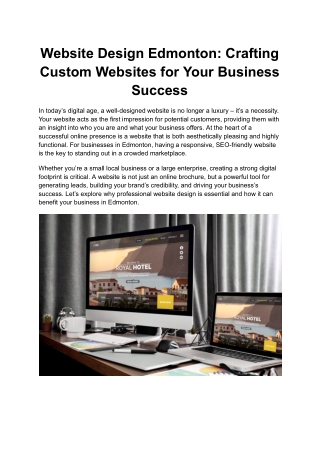 Website Design Edmonton_ Crafting Custom Websites for Your Business Success