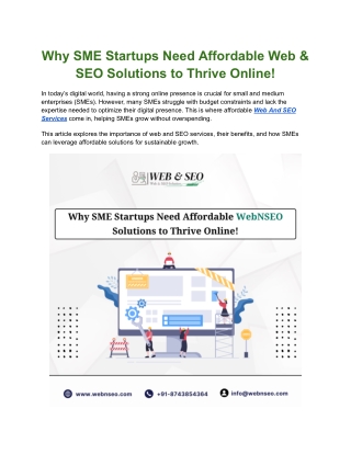 Why SME Startups Need Affordable Web & SEO Solutions to Thrive Online!