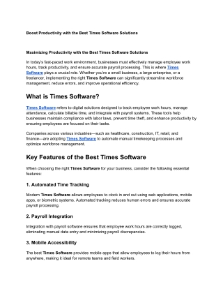 Boost Productivity with the Best Times Software Solutions