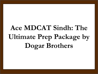 Sindh Text Book MDCAT by Dogar Brothers