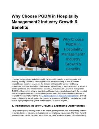 Why Choose PGDM in Hospitality Management_ Industry Growth & Benefits