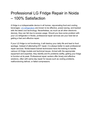 Professional LG Fridge Repair in Noida – 100% Satisfaction