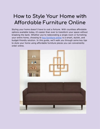 How to Style Your Home with Affordable Furniture Online