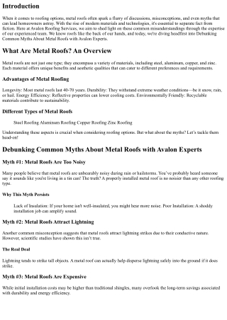 Debunking Common Myths About Metal Roofs with Avalon Experts