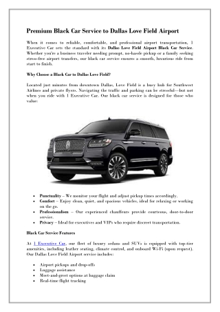 Dallas Love Field Airport Executive Car