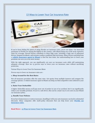 13 Ways to Lower Your Car Insurance Rate