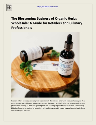 The Blossoming Business of Organic Herbs Wholesale: A Guide for Retailers and Cu