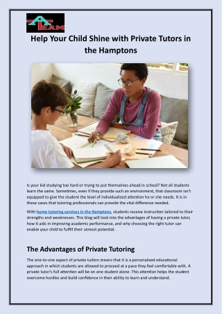 help your child shine with private tutors