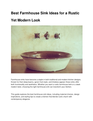 best farmhouse sink ideas for a rustic yet modern look