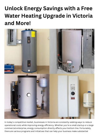 Free Water Heating Upgrade in Victoria and More!
