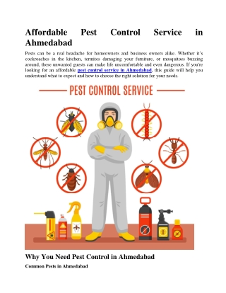 Affordable Pest Control Service in Ahmedabad