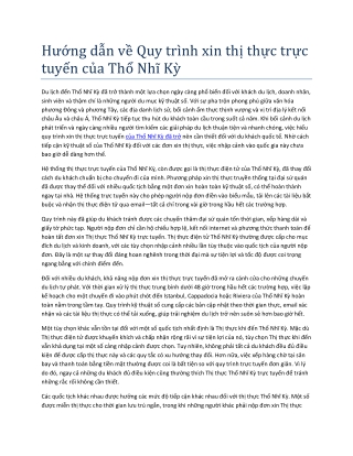Hướng dẫn về Quy trình xin thị thực trực tuyến của Thổ Nhĩ Kỳ