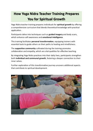 How Yoga Nidra Teacher Training Prepares You for Spiritual Growth