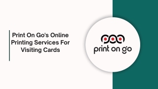 Print On Go's Online Printing Services For Visiting Cards