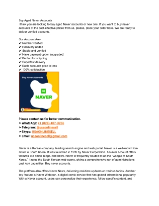 how To Buy Naver Accounts- 100% verified feel valued in 2005